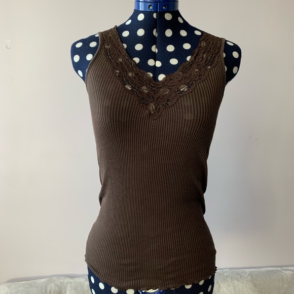 Tops - $15/5 Brown Lace Tank